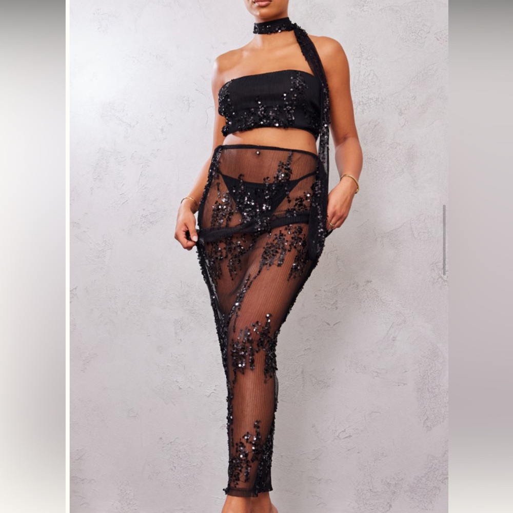 PLT Tall Sequin 3 Piece Skirt Set